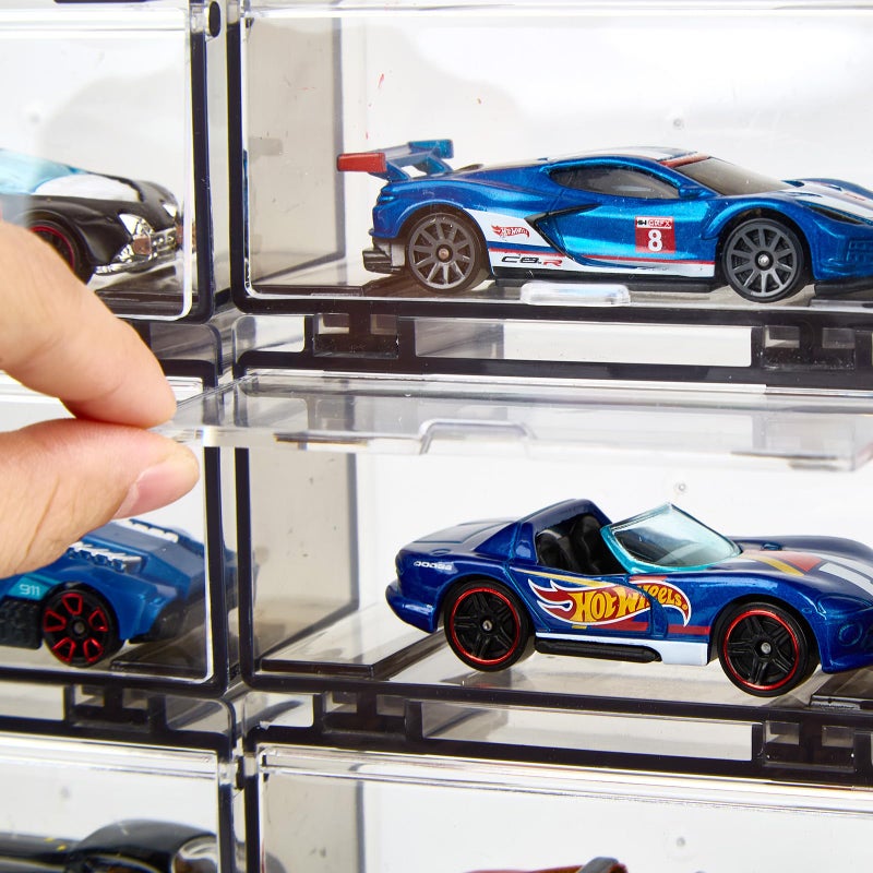 Saichotoy Hot Wheels Display Case: Stackable Toy Car Storage, Transparent Organizer for Matchbox & Hot Wheels 1/64 Scale Diecast Cars (16 Packs, Clear Case Only) - Image 4